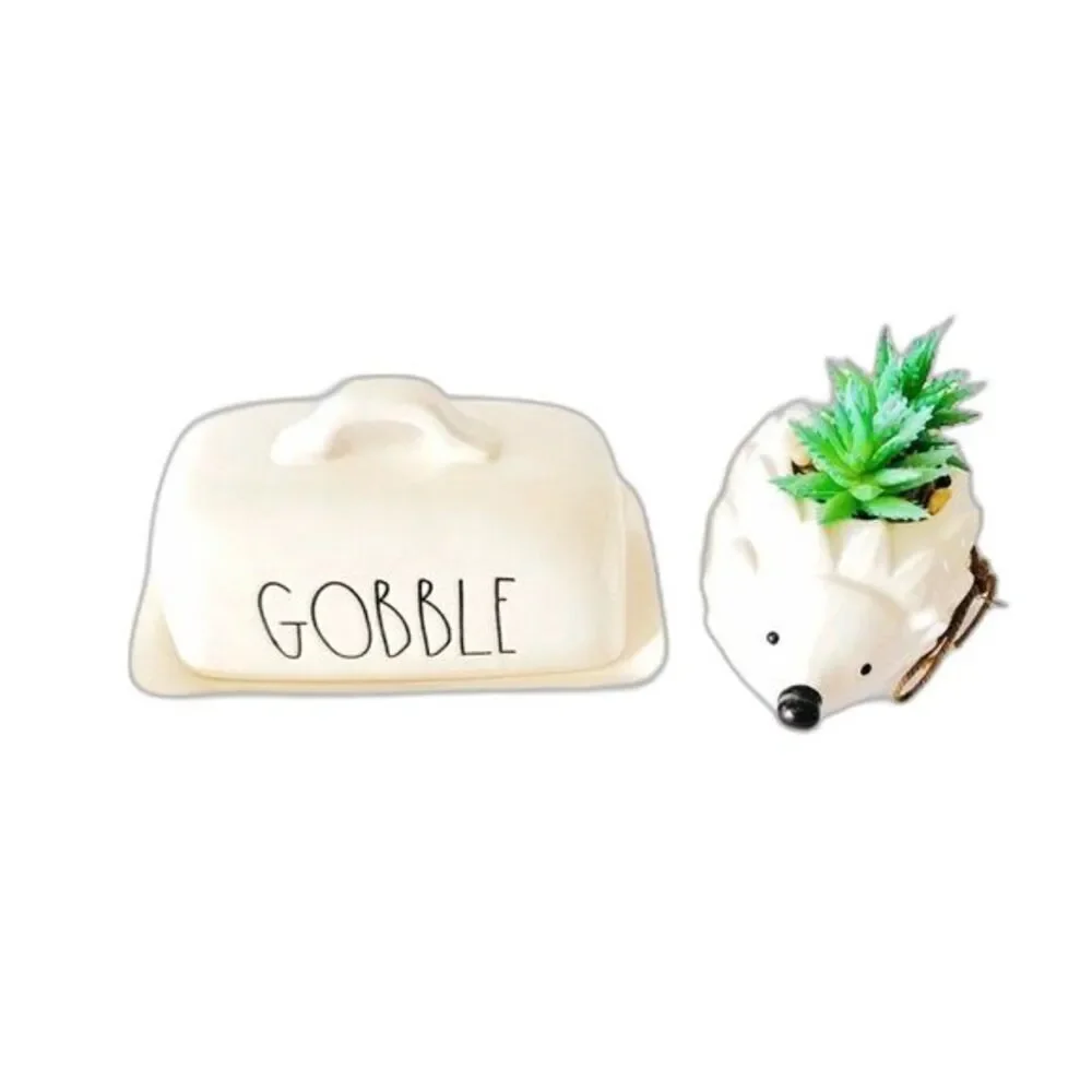Rae‎ Dunn Butter Dish “Gobble” Farmhouse Fall Kitchen Dining Home Decor